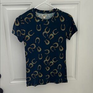 L'AGENCE Teal Top with Gold and Teal Pattern size XXS